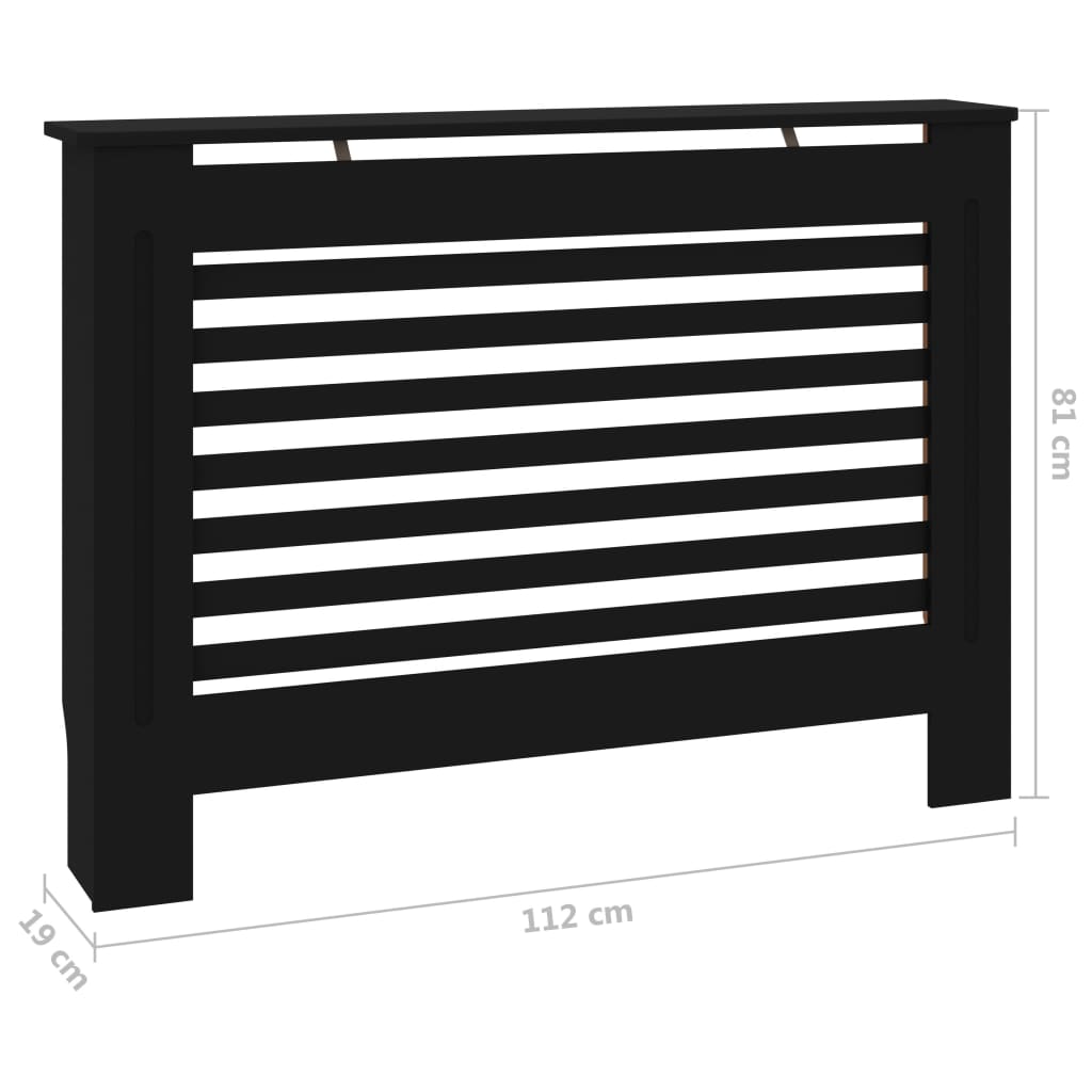 Heizkörperverkleidung Schwarz 112 x 19 x 81 cm MDF