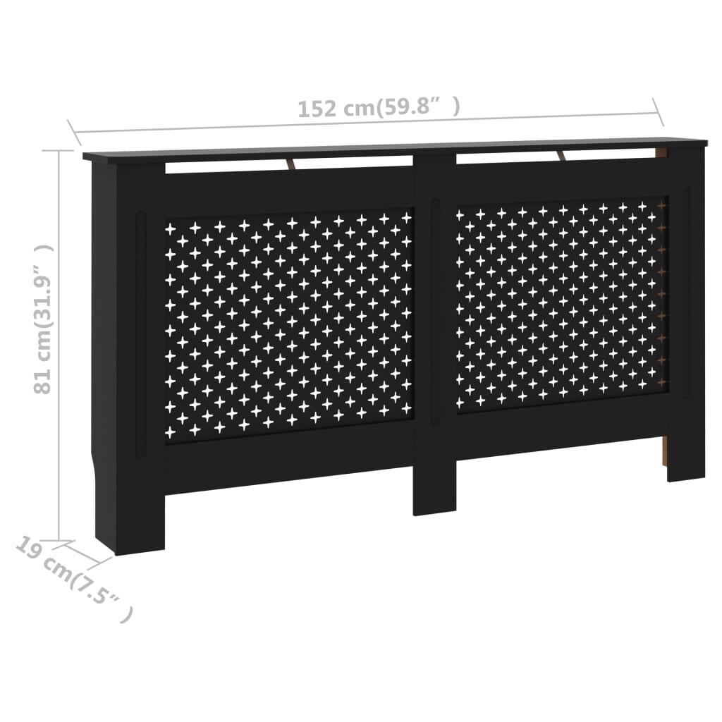 Heizkörperverkleidung Schwarz 152 x 19 x 81 cm MDF