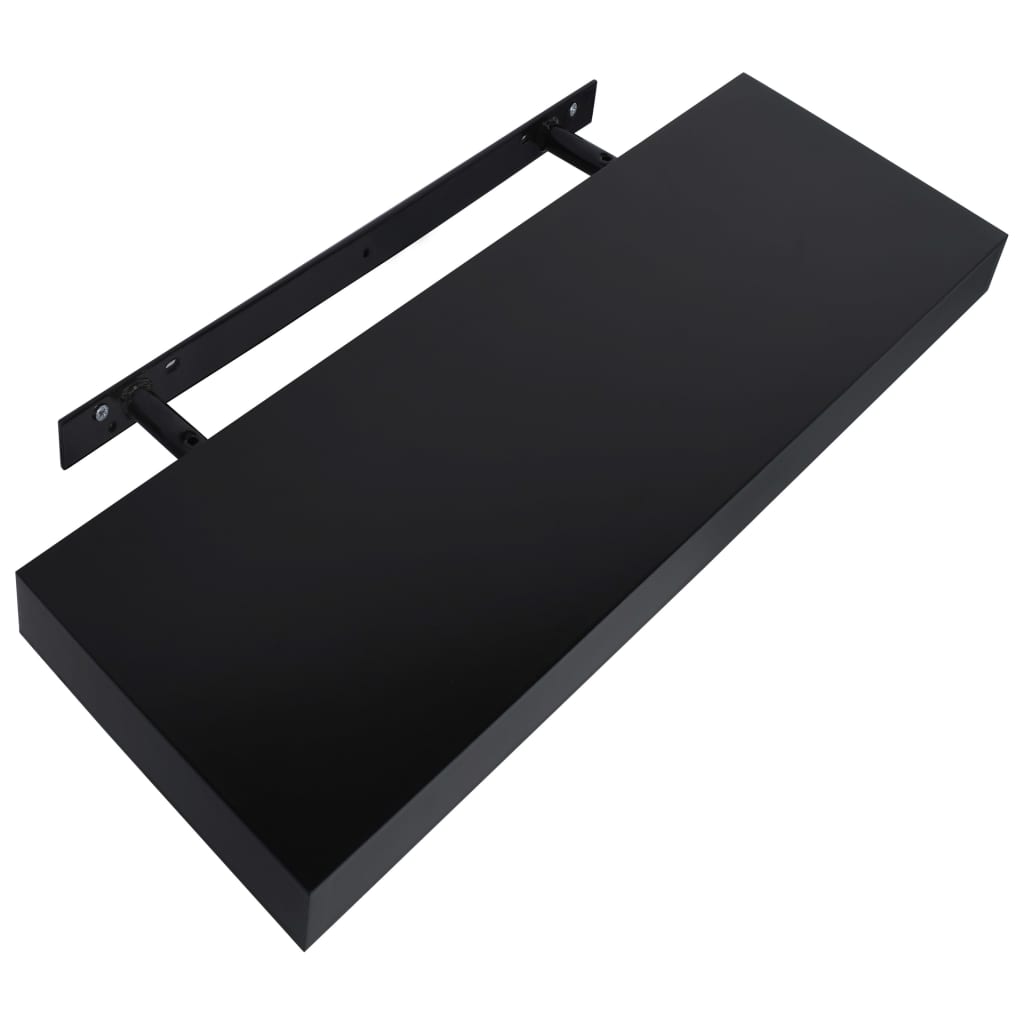 Schweberegale 2 Stk. Schwarz 40 x 20 x 3,8 cm