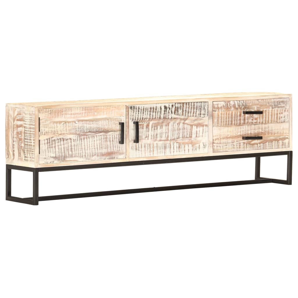 TV-Schrank Weiß 140 × 30 × 45 cm Massivholz Akazie