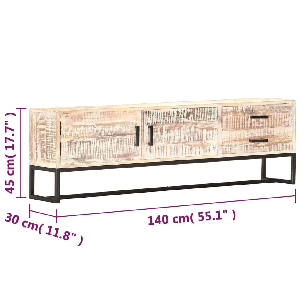 TV-Schrank Weiß 140 × 30 × 45 cm Massivholz Akazie
