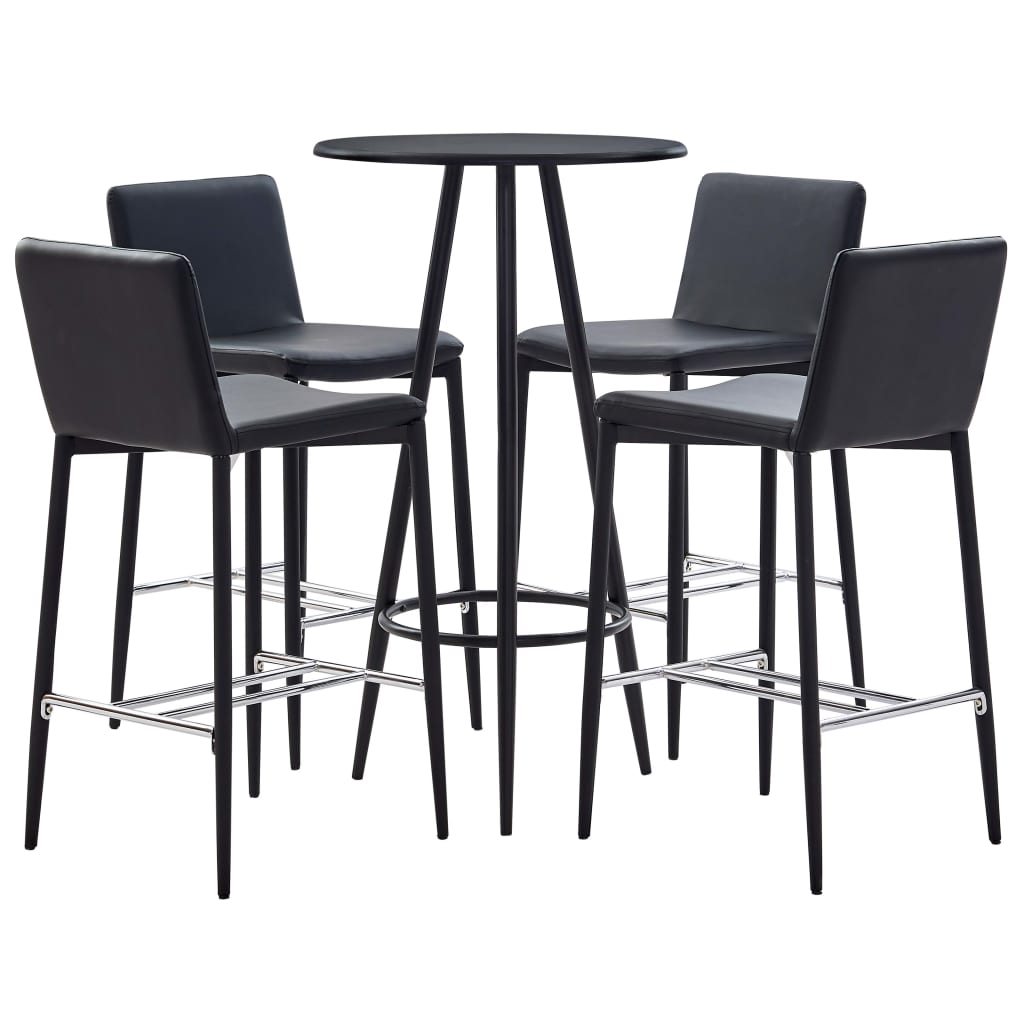 5-tlg. Bar-Set Kunstleder Schwarz