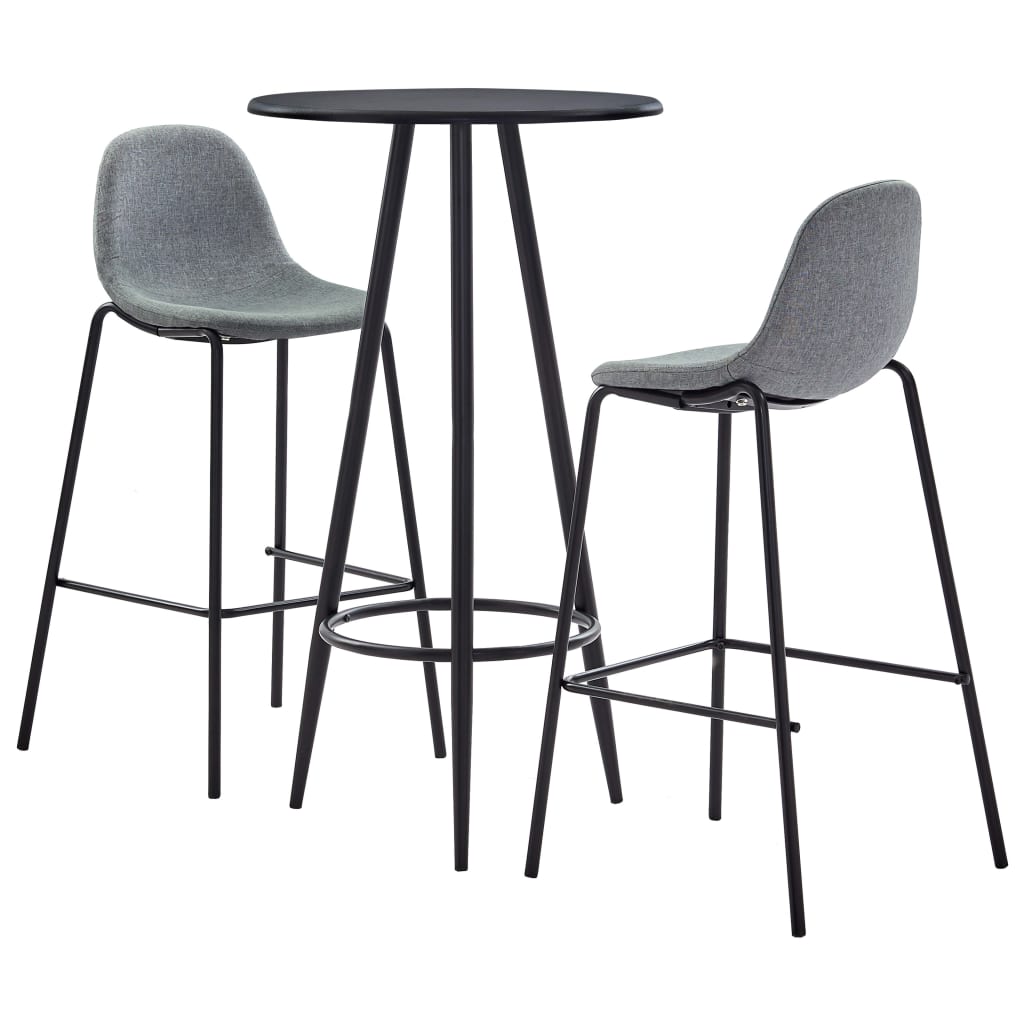 3-tlg. Bar-Set Stoff Hellgrau