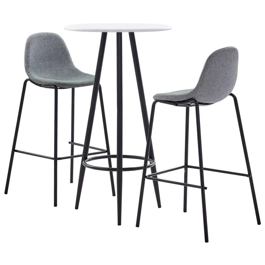 3-tlg. Bar-Set Stoff Hellgrau