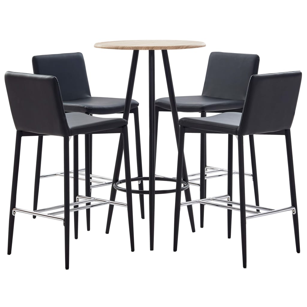 5-tlg. Bar-Set Kunstleder Schwarz