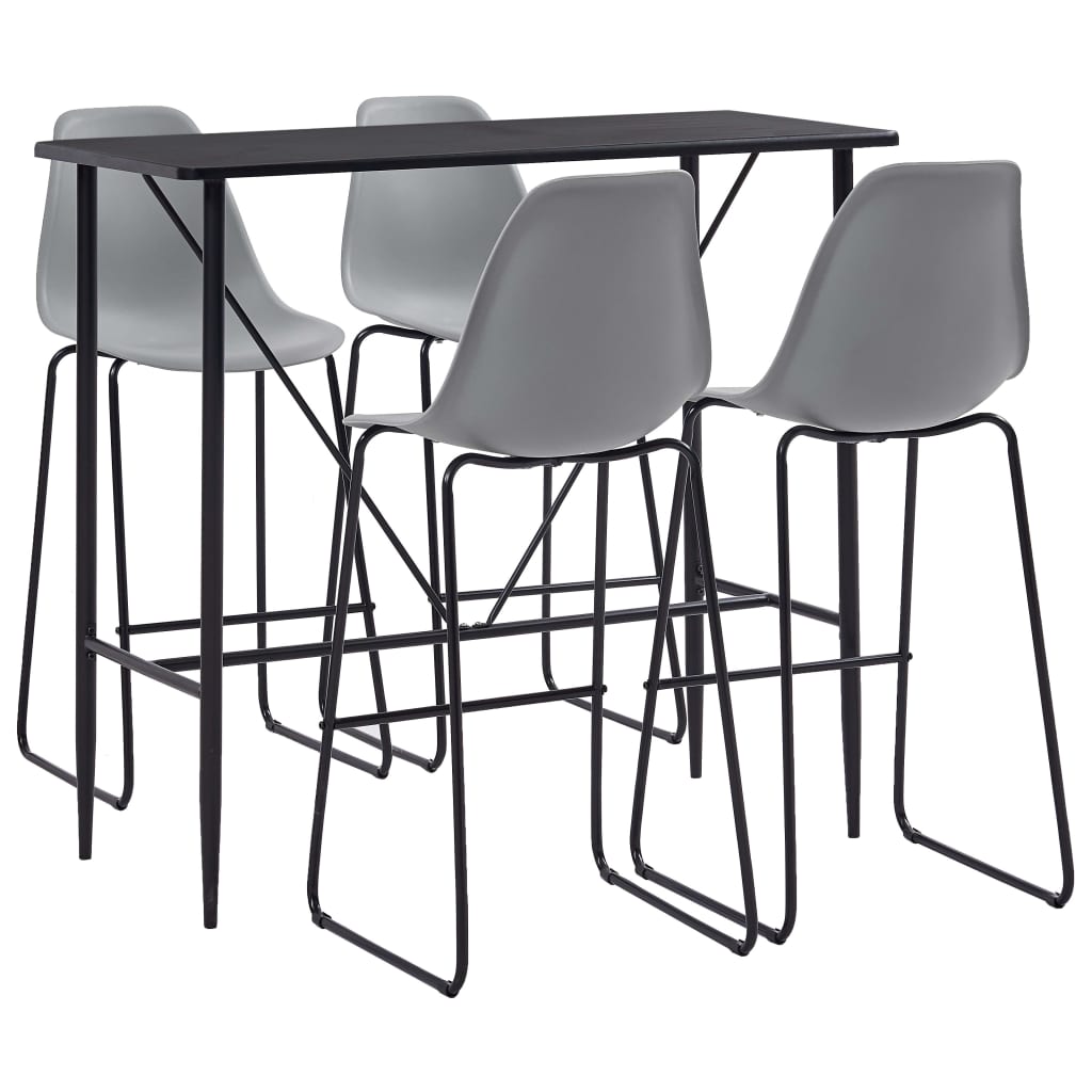 5-tlg. Bar-Set Kunststoff Grau