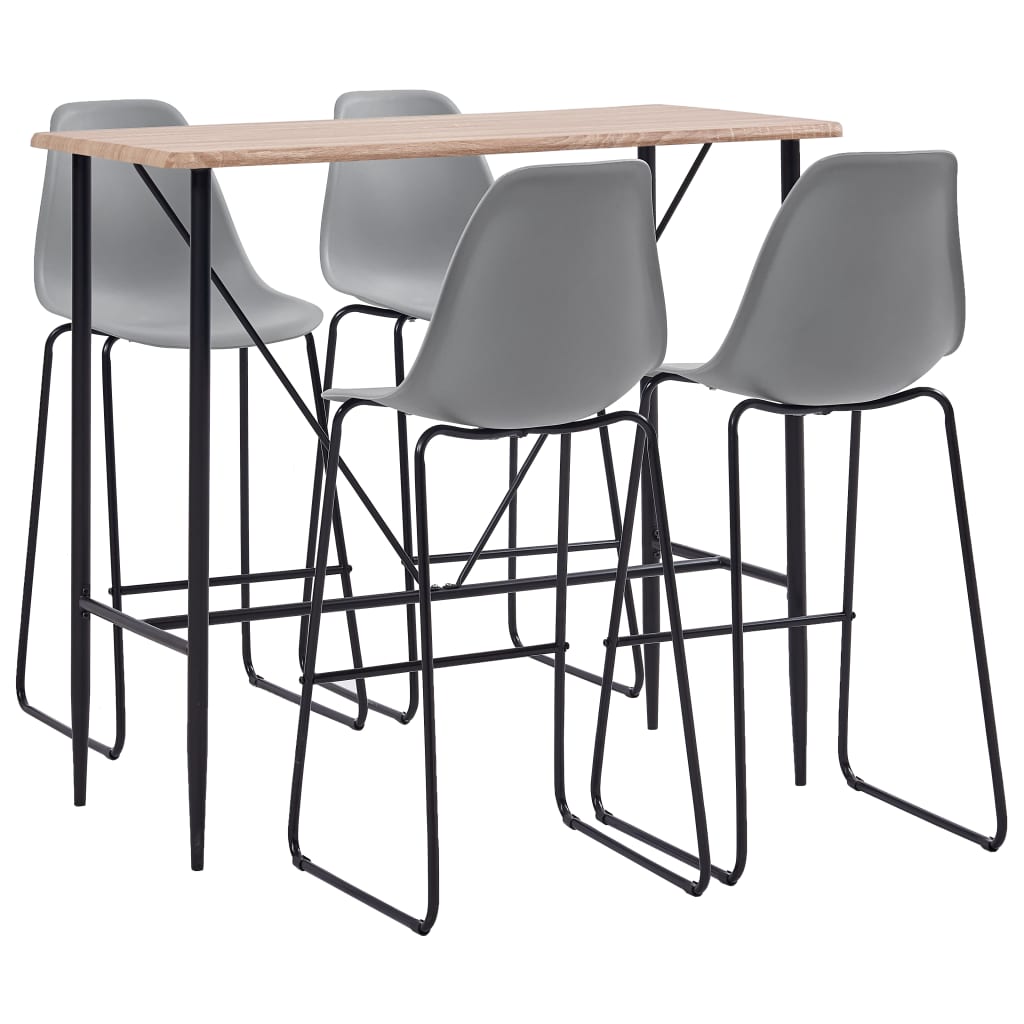 5-tlg. Bar-Set Kunststoff Grau