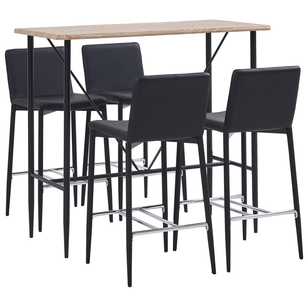 5-tlg. Bar-Set Kunstleder Schwarz