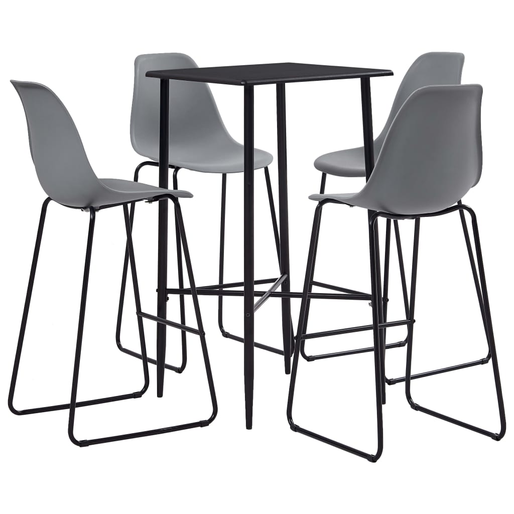 5-tlg. Bar-Set Kunststoff Grau