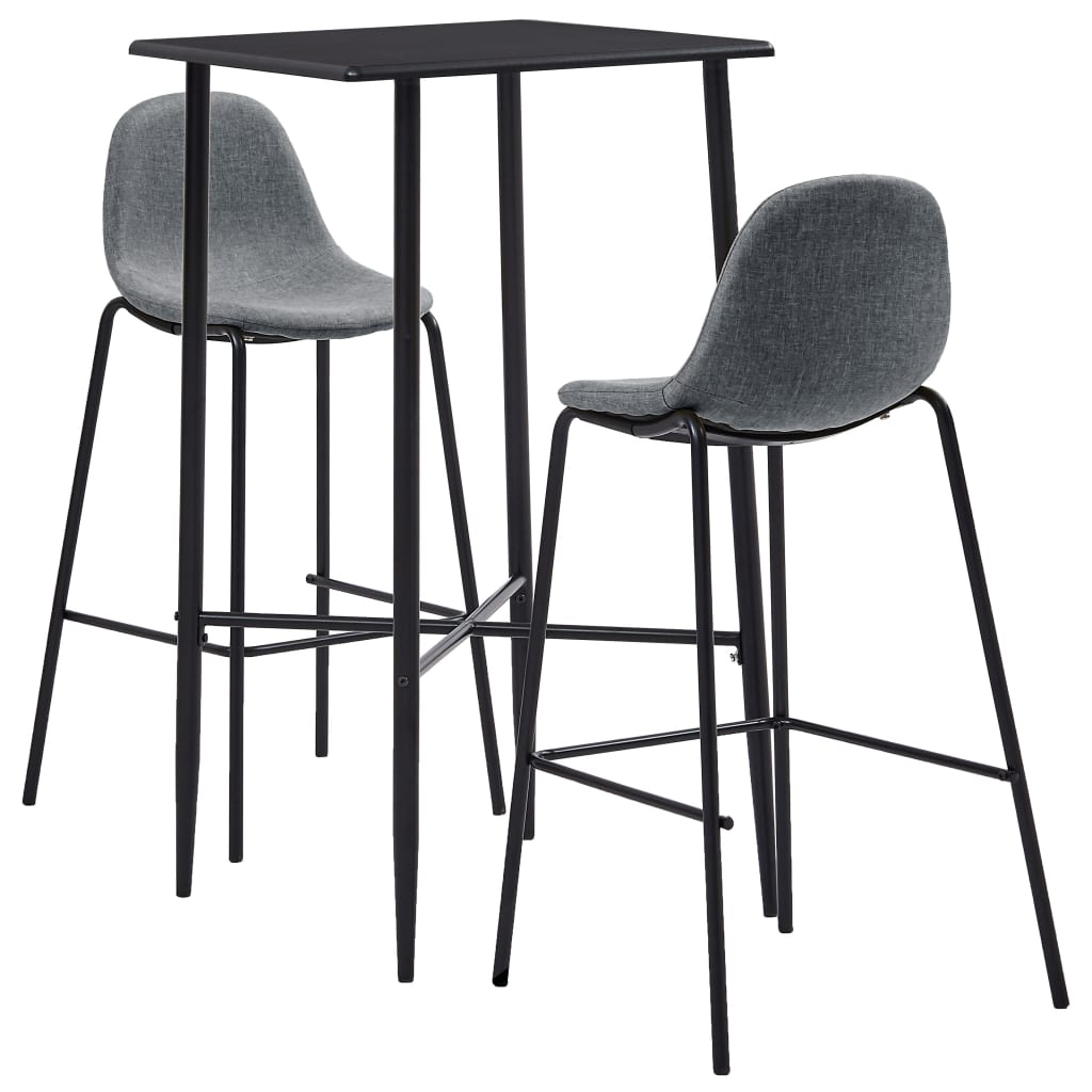 3-tlg. Bar-Set Stoff Hellgrau