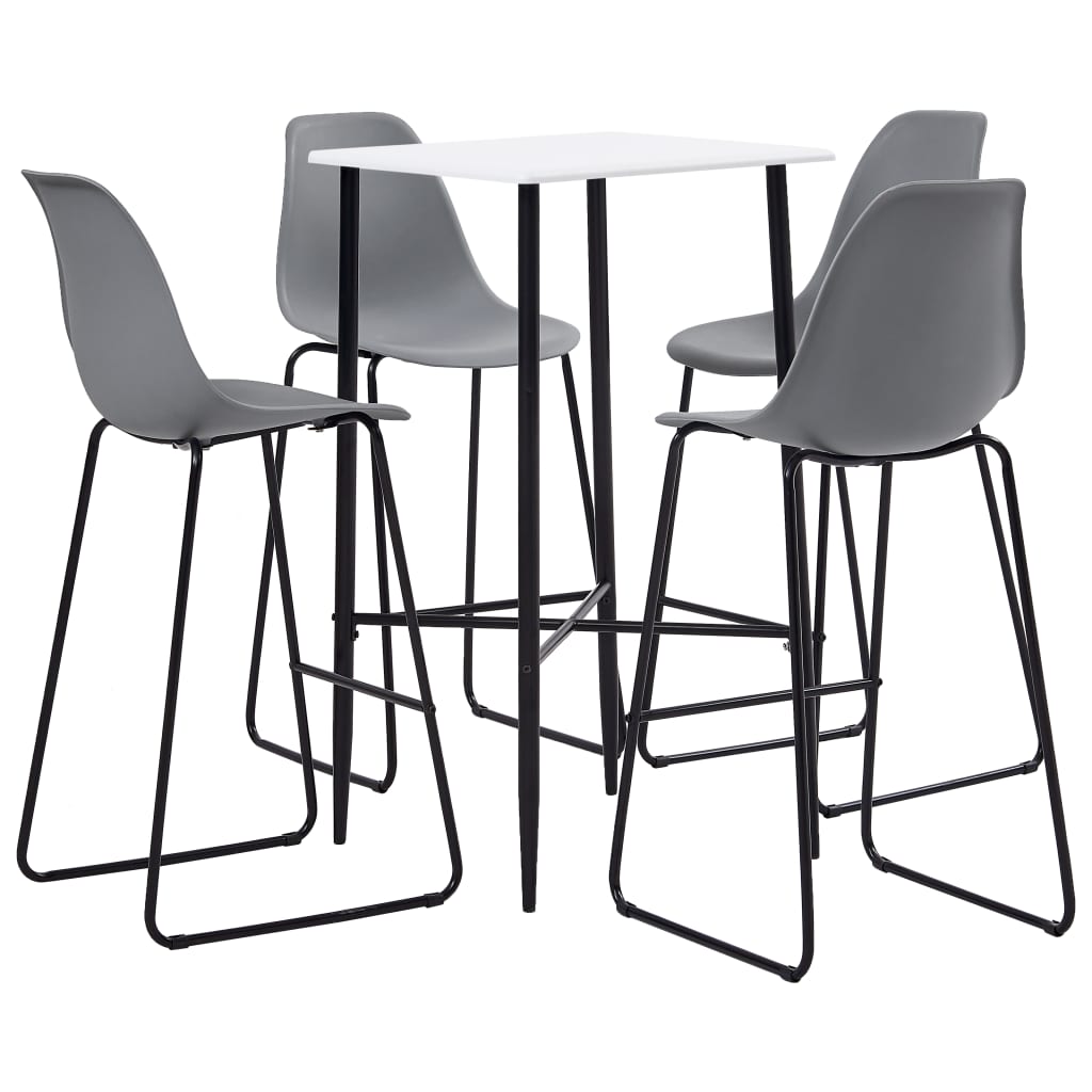 5-tlg. Bar-Set Kunststoff Grau