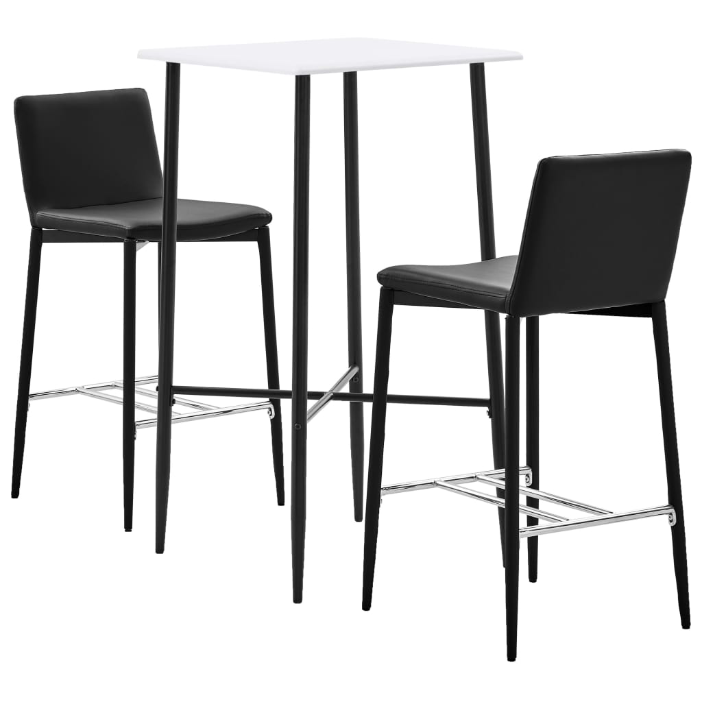 3-tlg. Bar-Set Kunstleder Schwarz