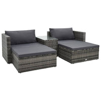 Thumbnail for 5-tlg. Garten-Lounge-Set mit Auflagen Poly Rattan Grau