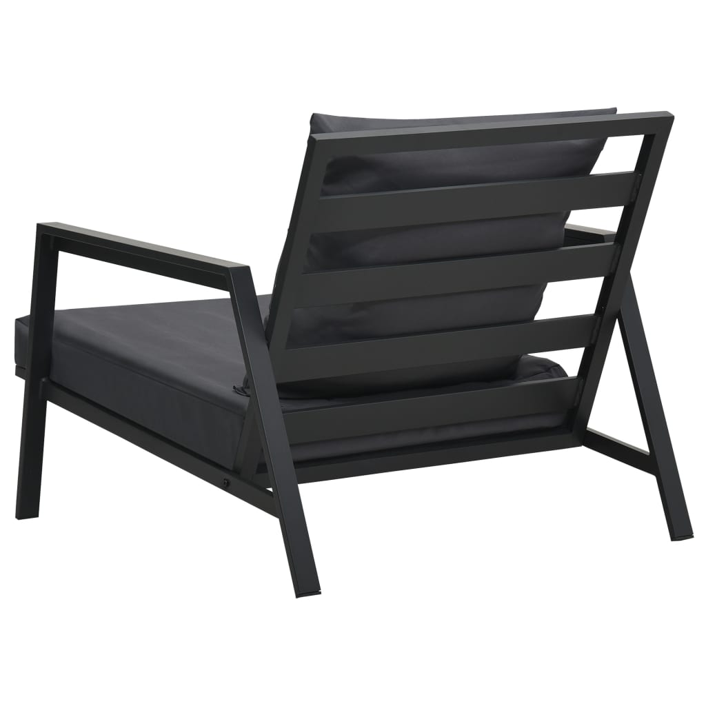 Gartensessel mit Auflagen Dunkelgrau Aluminium