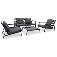 Thumbnail for 4-tlg. Garten-Lounge-Set mit Auflagen Aluminium Dunkelgrau