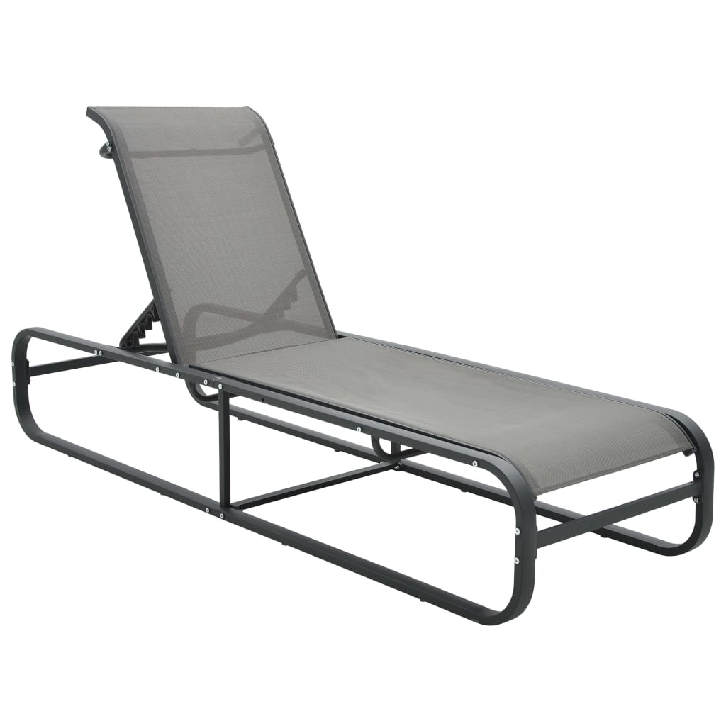 Sonnenliegen 2 Stk. mit Tisch Textilene und Aluminium