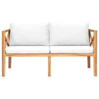 Thumbnail for Gartenbank mit Cremeweißen Auflagen Massivholz Teak