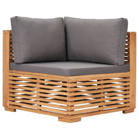 Thumbnail for Garten-Ecksofa mit Grauer Auflage Massivholz Teak