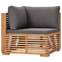 Thumbnail for Garten-Ecksofa mit Grauer Auflage Massivholz Teak