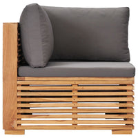 Thumbnail for Garten-Ecksofa mit Grauer Auflage Massivholz Teak
