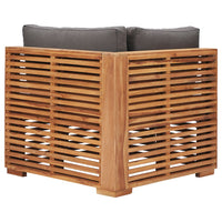 Thumbnail for Garten-Ecksofa mit Grauer Auflage Massivholz Teak