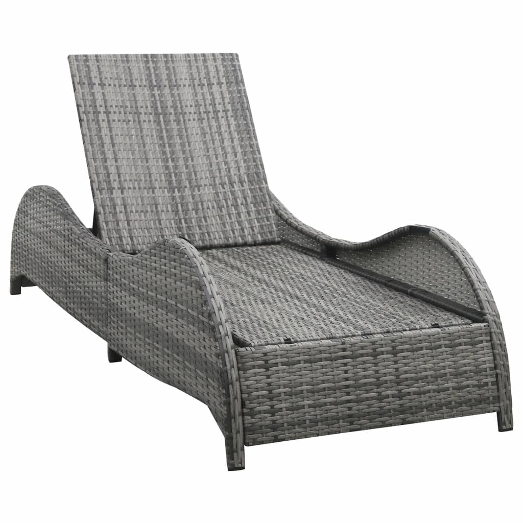 Sonnenliege mit Auflage Poly Rattan Anthrazit