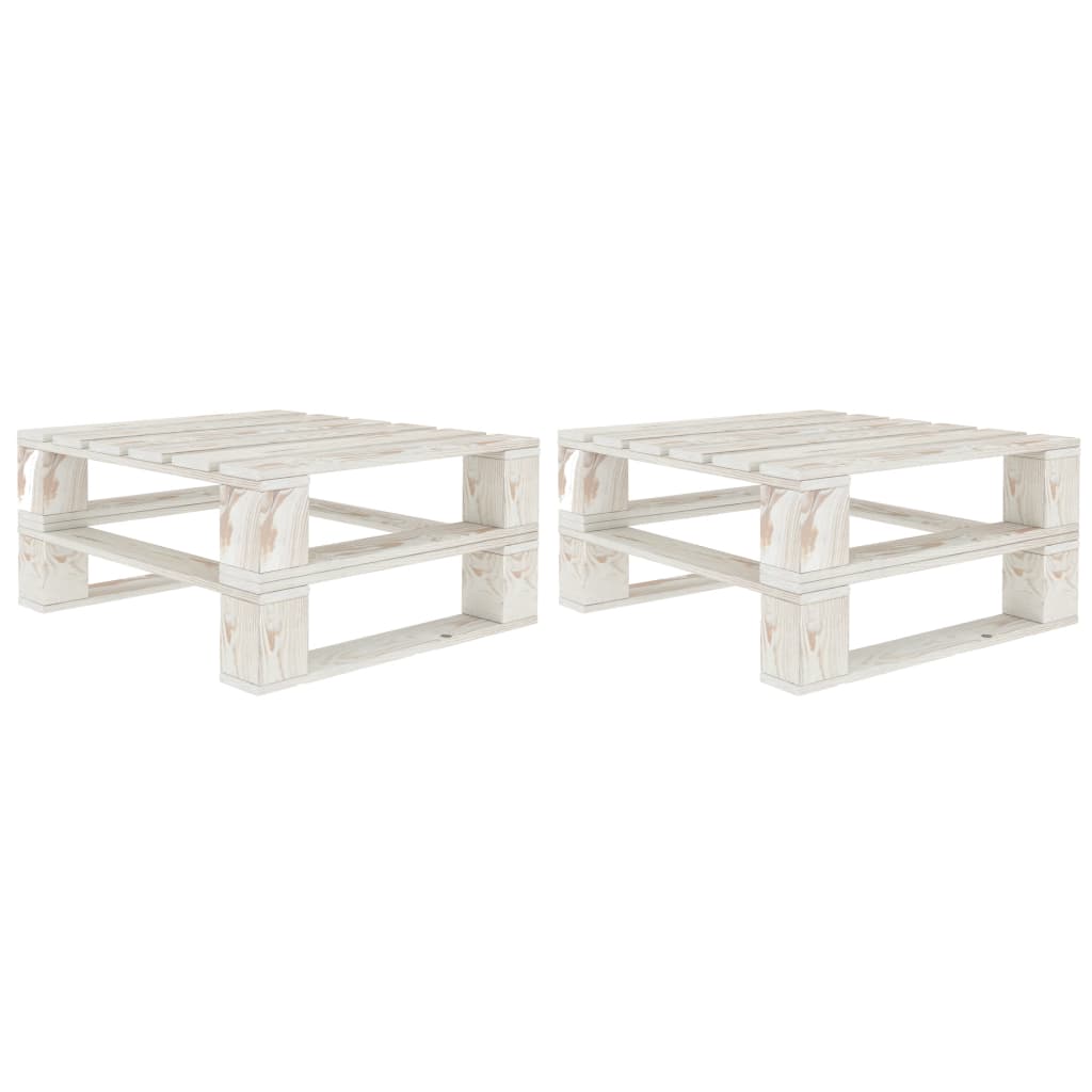 Garten-Palettentische 2 Stk. Weiß Holz