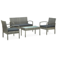 Thumbnail for 4-tlg. Garten-Lounge-Set mit Auflagen Poly Rattan Grau