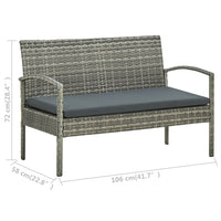 Thumbnail for 4-tlg. Garten-Lounge-Set mit Auflagen Poly Rattan Grau
