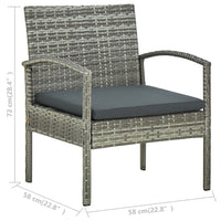 Thumbnail for 4-tlg. Garten-Lounge-Set mit Auflagen Poly Rattan Grau