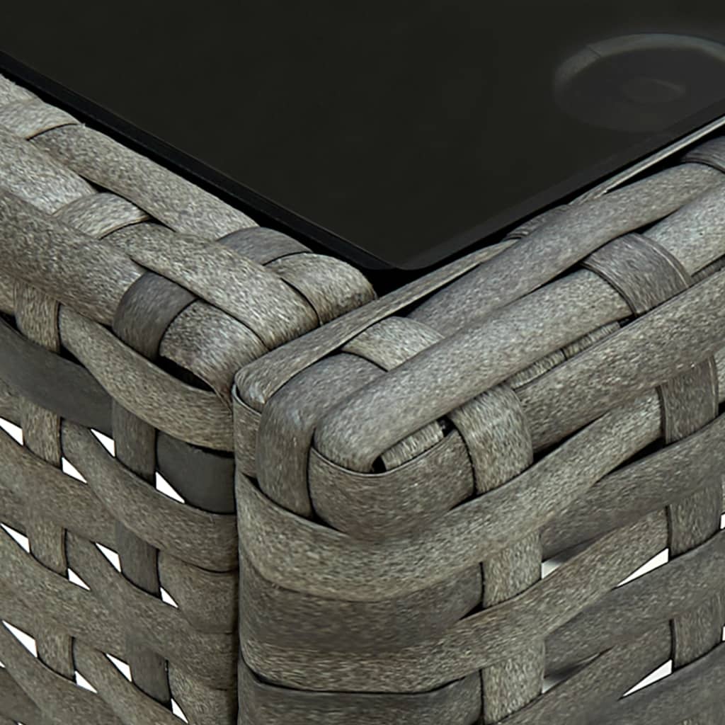 3-tlg. Bistro-Set mit Sitzkissen Poly Rattan Grau