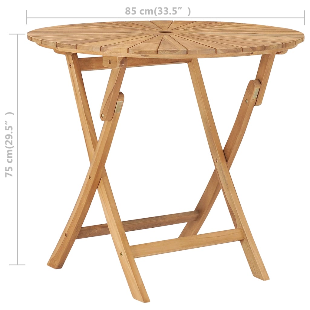 Klappbarer Gartentisch Ø 85 cm Teak Massivholz
