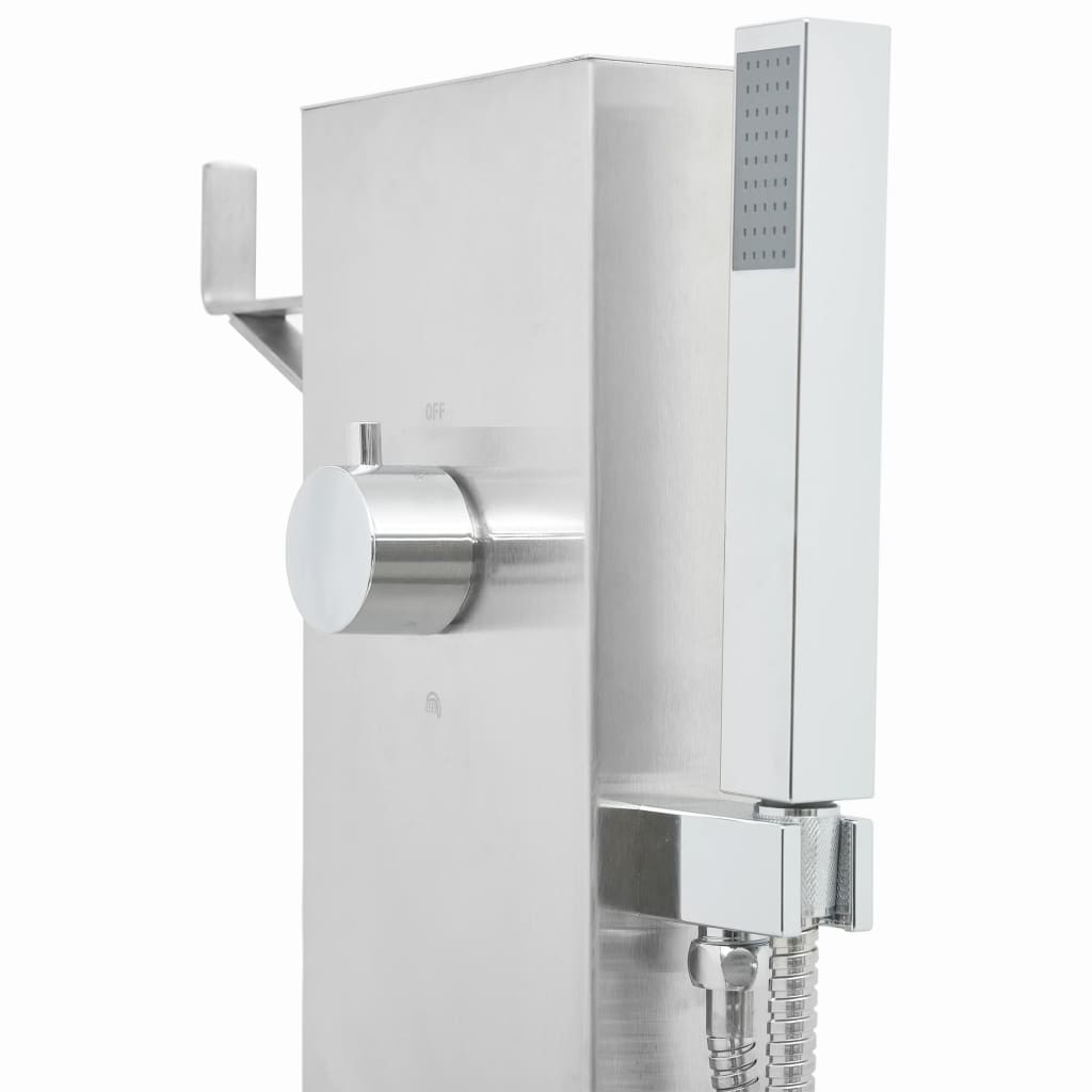 Gartendusche mit Bodenelement WPC Edelstahl