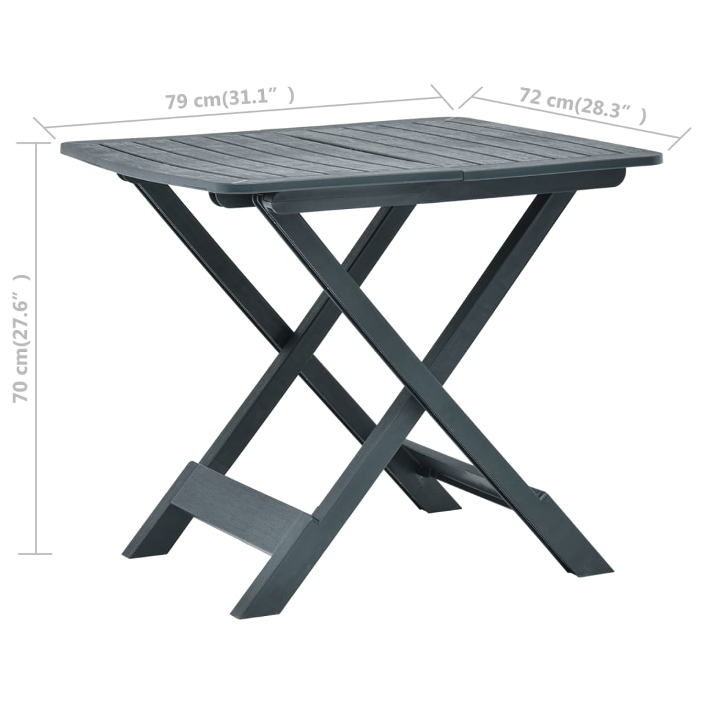 Gartentisch Klappbar Grün 79 x 72 x 70 cm Kunststoff