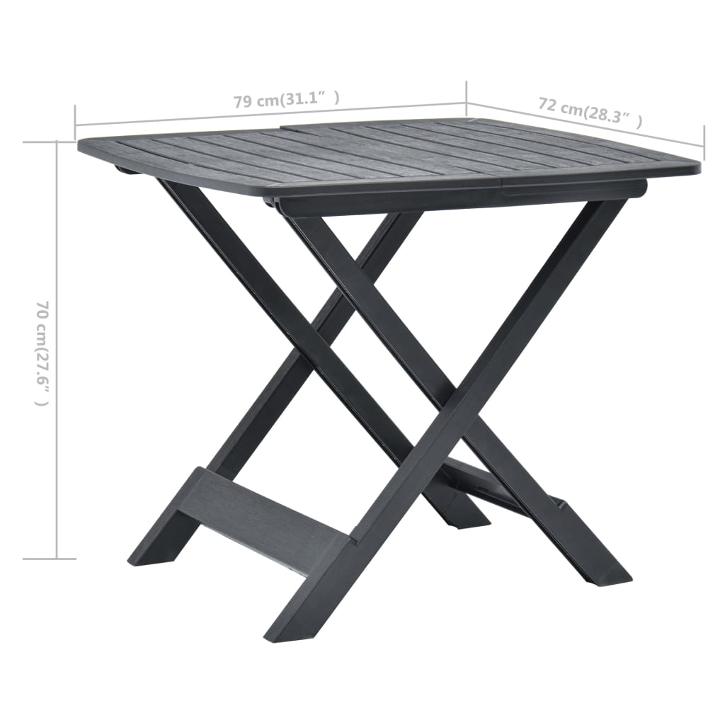 Gartentisch Klappbar Anthrazit 79 x 72 x 70 cm Kunststoff
