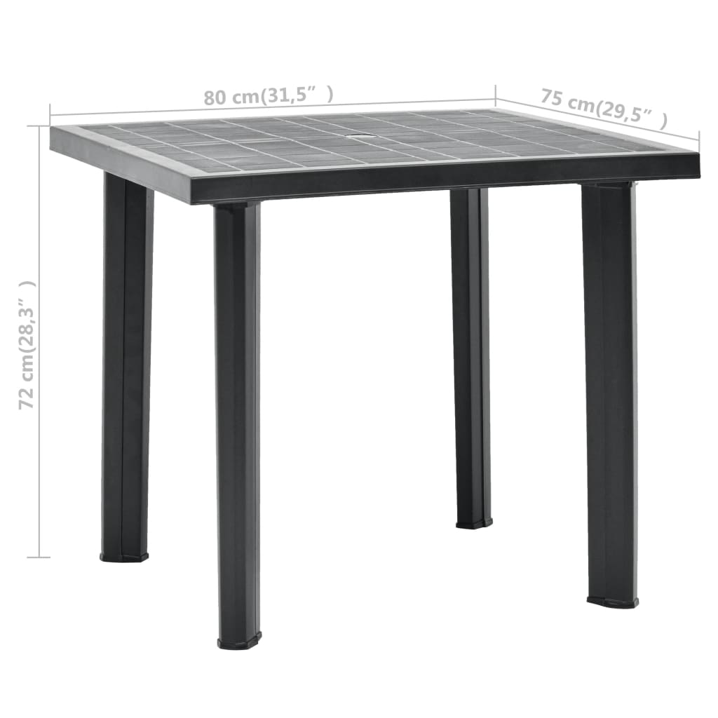 Gartentisch Anthrazit 80 x 75 x 72 cm Kunststoff