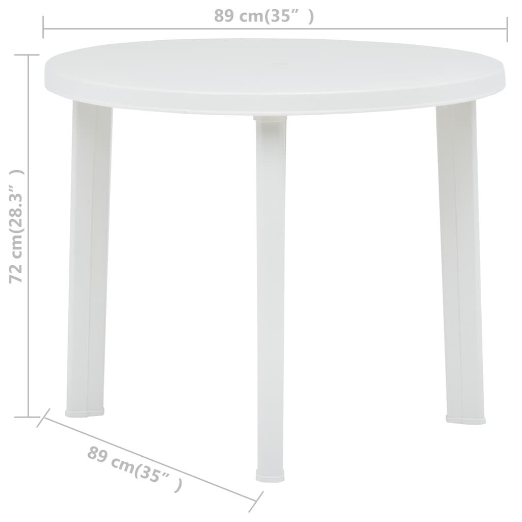 Gartentisch Weiß 89 cm Kunststoff