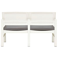 Thumbnail for 2-Sitzer-Gartenbank mit Kissen Weiß 120 cm Kunststoff