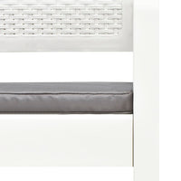 Thumbnail for 2-Sitzer-Gartenbank mit Kissen Weiß 120 cm Kunststoff