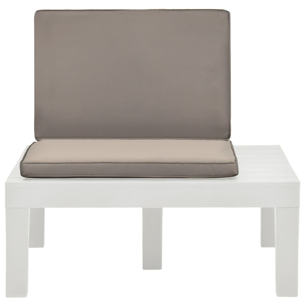 Garten-Lounge-Stuhl mit Sitzpolster Kunststoff Weiß