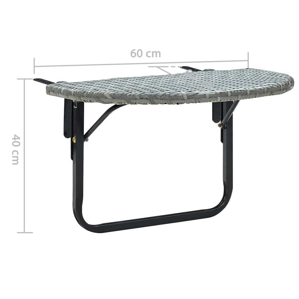 Balkontisch Grau 60x60x40 cm Poly Rattan