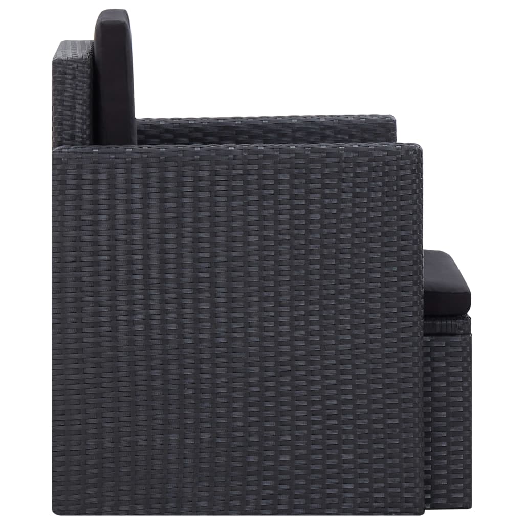 Gartensessel mit Auflagen Poly Rattan Schwarz