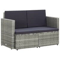Thumbnail for 2-Sitzer-Gartensofa mit Auflagen Grau Poly Rattan