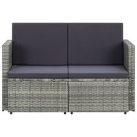 Thumbnail for 2-Sitzer-Gartensofa mit Auflagen Grau Poly Rattan
