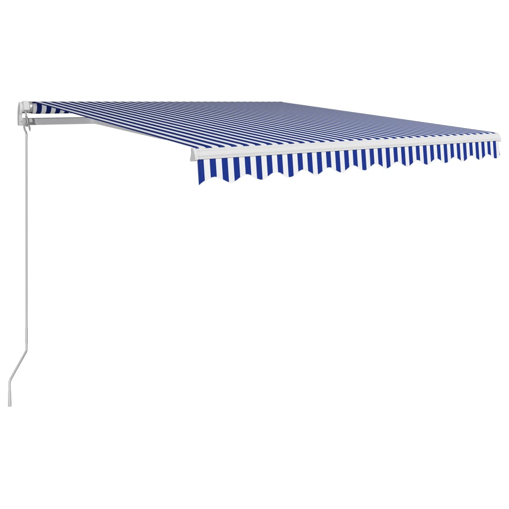 Einziehbare Markise Handbetrieben 350 x 250 cm Blau und Weiß
