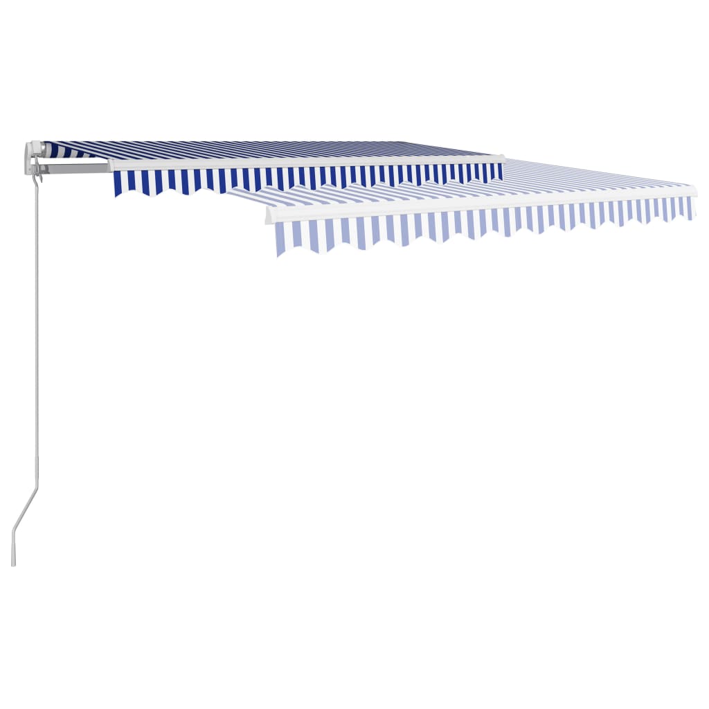 Einziehbare Markise Handbetrieben 350 x 250 cm Blau und Weiß