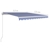 Thumbnail for Einziehbare Markise Handbetrieben 350 x 250 cm Blau und Weiß