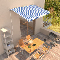 Thumbnail for Einziehbare Markise Handbetrieben 350 x 250 cm Blau und Weiß