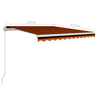Thumbnail for Einziehbare Markise Handbetrieben 350 x 250 cm Orange und Braun