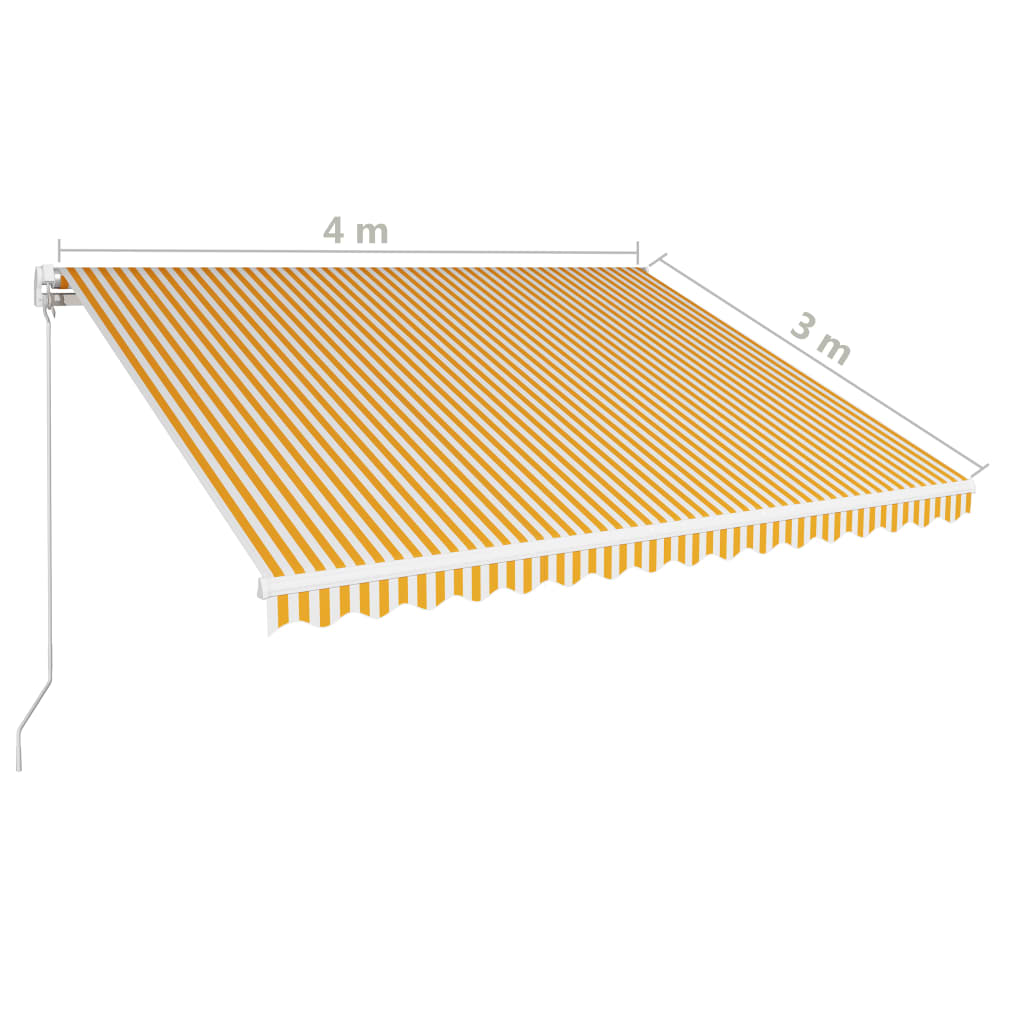 Einziehbare Markise Handbetrieben 400 x 300 cm Gelb und Weiß